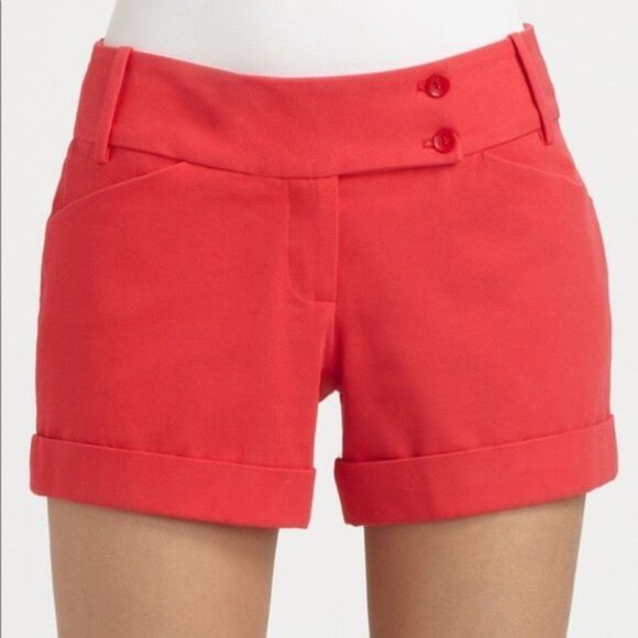 NWT BCBG Maxazria Lipstick Red Symon Cuffed Chino Shorts Size Small - Picture 1 of 6